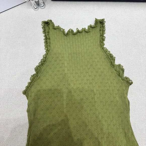 Miu Miu Lace Edging V-Neck Striped Dress - Picture 4 of 6